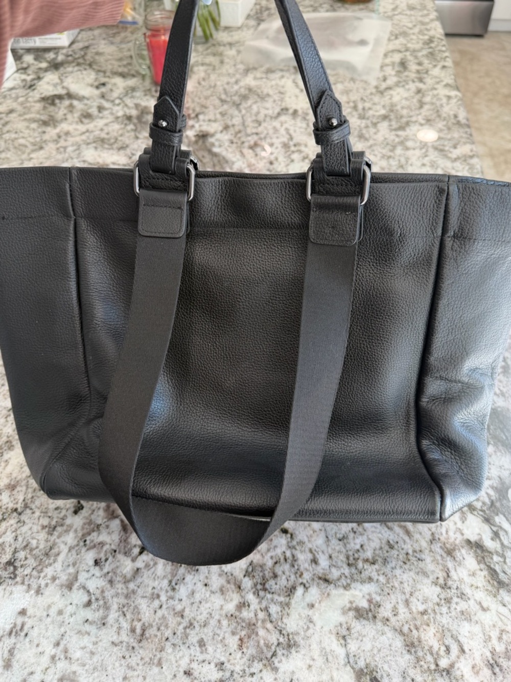 Botkier Black Pebbled Leather Tote with Logo Strap - Picture 7 of 11